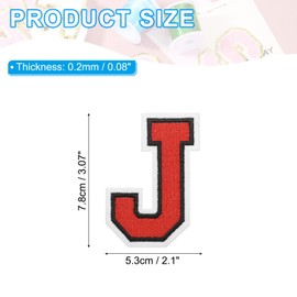 PATIKIL Iron on Letter Patches, 3 Pack Chenille Letter Patches Embroidered Patch for Repairing Jeans Clothing Bags Hats Shirts Craft, Red Alphabet J