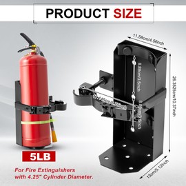 Zonon Heavy Duty Fire Extinguisher Mount Bracket Metal Fire Extinguisher Holder Wall Mount for Home Car Truck, Boat(Fe-5,Black,1 Pcs)