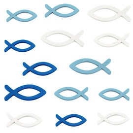 FEPITO Set of 150 Decorative Fish Wooden Fish Scatter Decoration Christening Boy Table Decoration Christening Confirmation Communion Decoration