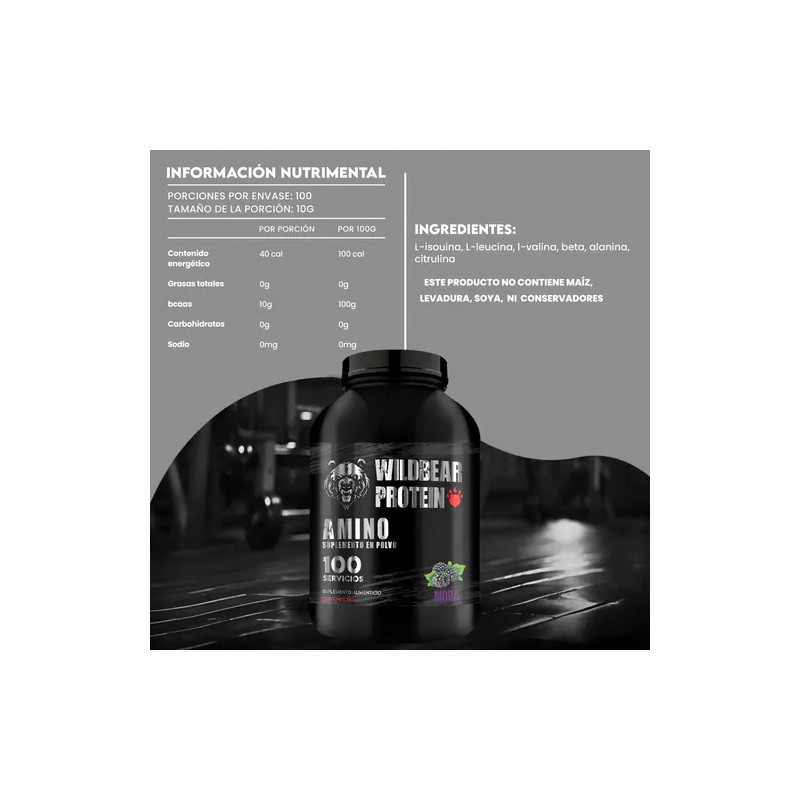 Aminoácidos En Polvo Wild Bear 1kg Prentreno Varios Sabores