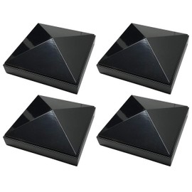 Decorex Hardware 4" x 4" Aluminum Pyramid Post Cap for Metal Posts – Pressure Fit – Powder-Coated Black – Rust-Resistant Fence & Railing Post Cap (4 Pack)