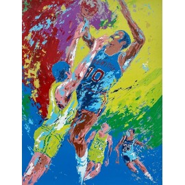 Ted Tenabe "One on One" Framed Art New York Knicks Basketball Serigraph NEW