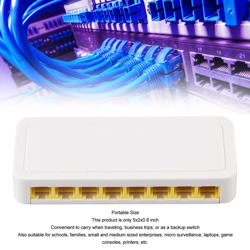 8 Port Ethernet Switch Professional Silent Operation Plug and Play