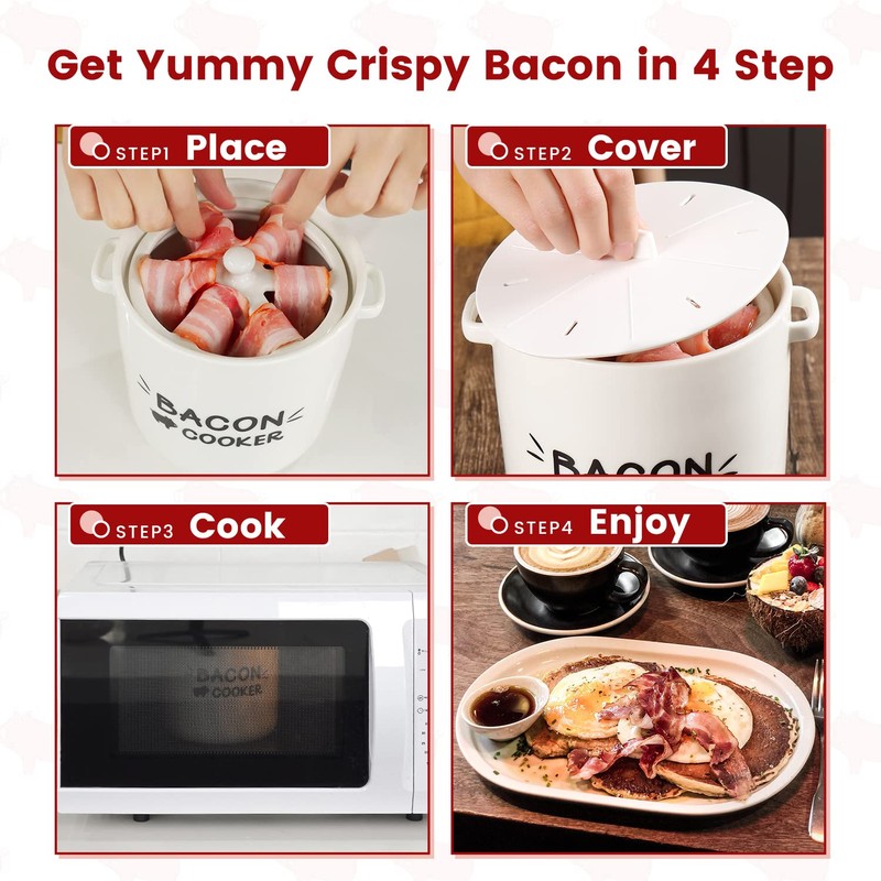 SOLIGT Ceramic Bacon Cooker for Microwave Oven - Splatter-Proof Design