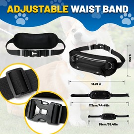 Hands Free Dog Leash with Pouch,Adjustable Waist Running Leash with Water Bottle Holder,Dual Padded Handles and Retractable Bungee for Walking Jogging Training Hiking