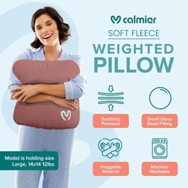 Calmier Weighted Pillow (12 lb) – Glass Bead Sensory Pillows for Relaxation & Focus – Soft, Weighted Pillows for Adults & Kids – Ultra-Plush Machine Washable Cuddle Pillow