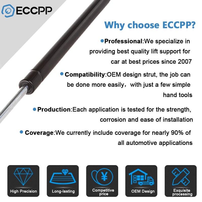 ECCPP Lift Supports Rear Glass Window Struts Gas Spring Shocks