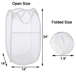 Buenod Paquete de 2 cestas plegables para la ropa sucia, cestas plegables de malla para la colada, cestas plegables para baño, recámara universitario, viajes (blanco)