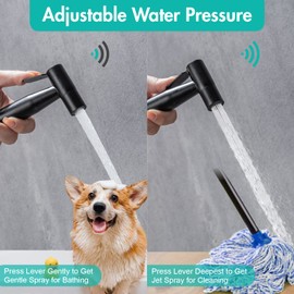 BARROCK Handheld Bidet Sprayer for Toilet, 2 Pack Stainless Steel Metal Made Baby Cloth Diaper Spraying Kit, Bathroom Toilet Bidet Attachment Set for Bathing Pets and Feminine Hygiene, Matte Black