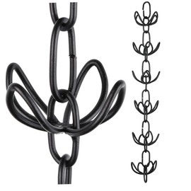 Rain Chains by JASINC 8.5 ft Tulip Cups Black Powder Coated, to Replace Roof Gutter Downspout, with Installation Kit, Rainwater Catcher/Water Diverter, JAS4002BLK