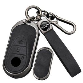 ontto Car Key Case Key Case Key Fob Leather Protective Cover Fits Mercedes C S Class C200 W206 GLC X254 300 GLE EQE53 EQS 53 AMG 2023-2025 Key Case 4 Button, A Black