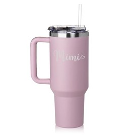 Daylor 40 oz Tumbler with Handle and Straw Lid Stainless Steel Insulated Travel Mug Cup Mimi With Heart (Purple)
