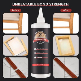 Wood Glue, Strong Glue for Woodworking, Waterproof Clear Wood Glue for Furniture Heavy Duty, Interior & Exterior Furniture Glue for Crafts, Baseboard, Cabinets, Door (500g)