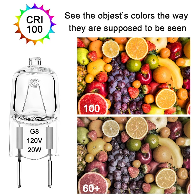 TAIYALOO G8 Halogen Light Bulbs 20W Dimmable 120V G8 Base