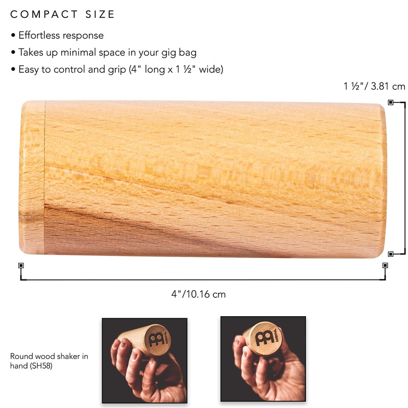 Meinl Percussion Round Wood Shaker - Medium - Musical Instrument