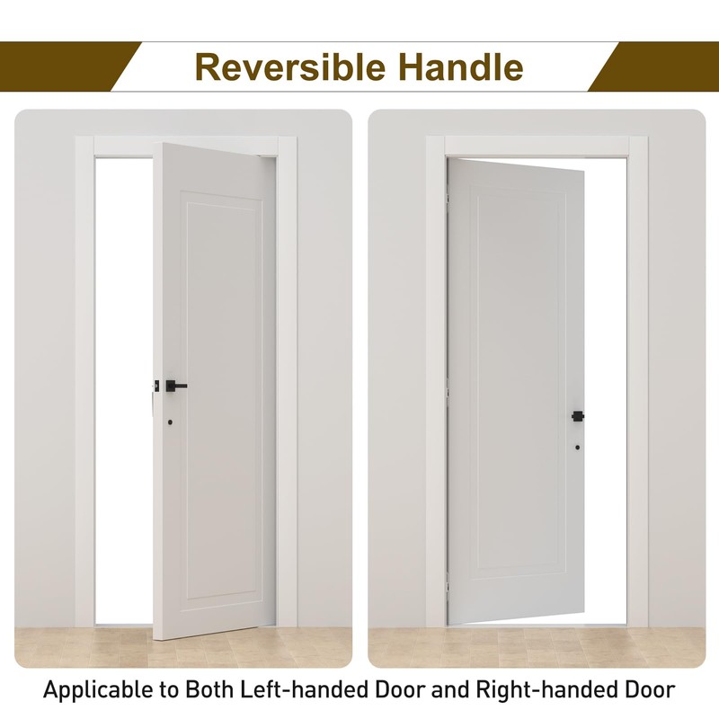 HOSOM Black Front Door Handle, Exterior Entry Door Handleset with