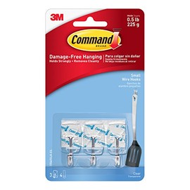 Command 3M Ganchos Adhesivos Removibles, Pequeños, Transparentes, 3 und por paquete, Organiza y decora sin dañar tus paredes