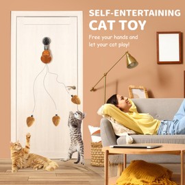 XSMNER Interactive Cat Toy, Smart USB Rechargeable Hanging Cat Toy, Retractive Automatic Cat Toy, Teaser Electronic Cat Toy, Kitten Toys, Self Play Cat String Toy