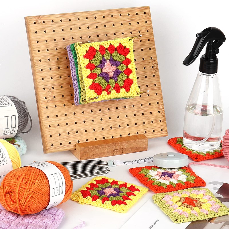 Reessy Crochet Blocking Board, Granny Square Blocking Board 7.8inch, Wooden