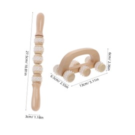 Anneome 2pcs Wooden Massage Roller Stick Set Scalp Body Gua Sha Tools Manual Muscle Massager for Relaxation