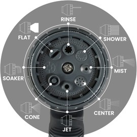 Gartenbrause, Garten Handbrause, 8-Funktionen Spritzdüse und Einstellbarer Wasserdurchfluss Spritzpistolen Bewässerungspistole für Autowäschen, Haustierdusche, Gartenbewässerung