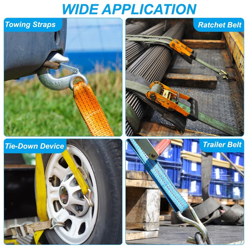 PATIKIL 4 Pack Ratchet Double J Hook Load 2204 LBS