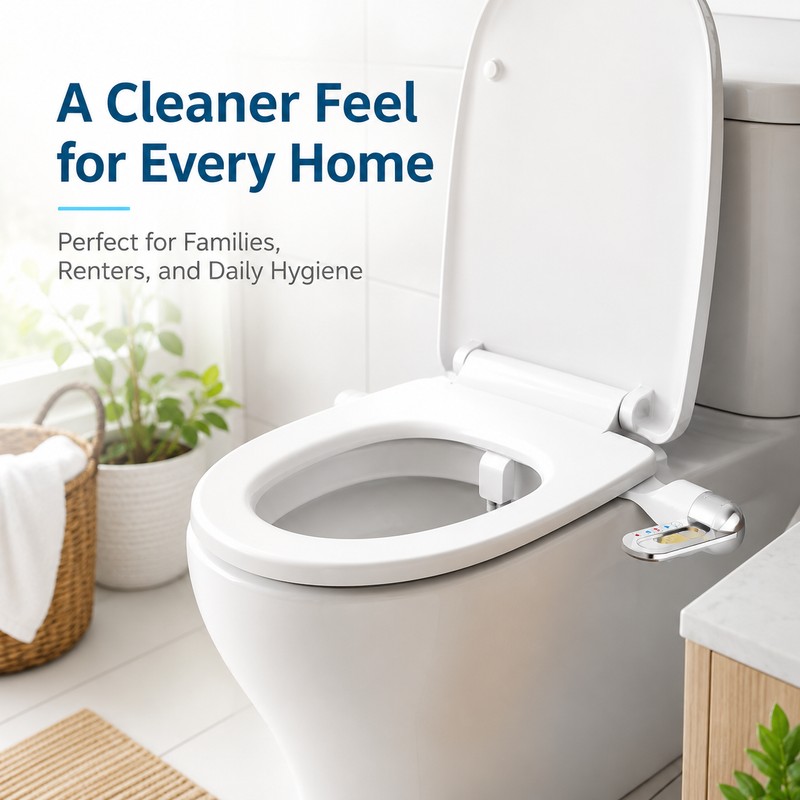 Non-Electric Bidet Attachment for Toilet Seats – Adjustable Fresh Water