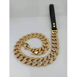 Arneses de seguridad Collar de cadena de perro Pitbull Bulldog 32mm Collar de perro de diamante de oro rosa Correa de acero inoxidable Collar de...   
