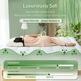 Mattress Topper TwinXL Size, Extra Thick Viscose Bamboo Pillow Top Mattress Pad, Soft Waterproof Mattress Cover 1000GSM Filling with Deep Pocket