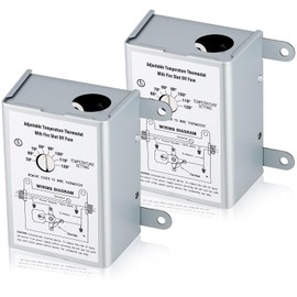 Hiorucet 58034 Attic Fan Thermostat Control with Fire Shut Off Fuse, Replacement Thermostat with Adjustable Temperature Finger Dial Switch, Temperature Control Switch for Attic Fan, 2 Piece