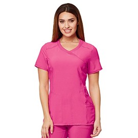 Infinity Cherokee Women Nurse Scrubs Top Mock Wrap 2625A, L, Carmine Pink