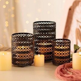 Juego de 3 portavelas de metal, juego de candelabros decorativos, candelabros para pilares, estilo clásico, perfectos para centros de mesa, decoración del hogar, bodas, eventos