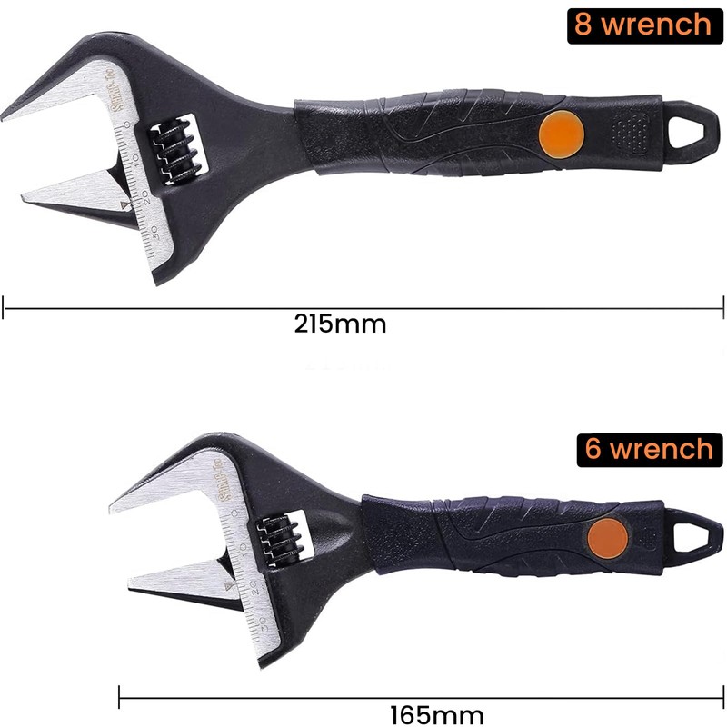 Sharp-tec Adjustable Spanner Set, Wide Jaw Opening Adjustable Wrench, 2PCs