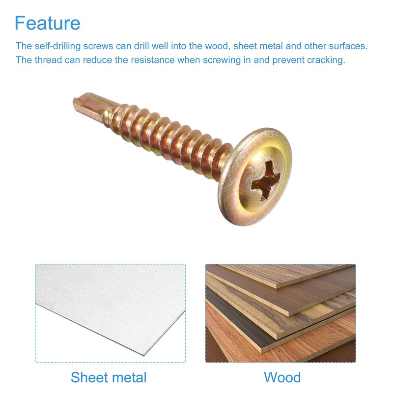 sourcing map Phillips Head Self Tapping Screws, #8 x 1"