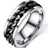 8mm Stainless Steel Chain Inlay Wedding Band Biker Ring (Black,