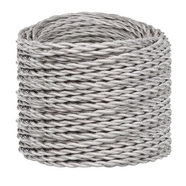 10 Meters / 32.8FT Silver Braided Cable, Helunsi 3 Core Electrical Cable, Vintage Braided Flex Cable Twisted Fabric Electrical Wire for DIY Lamps Industrial Pendant Lights Lighting Appliances - Silver