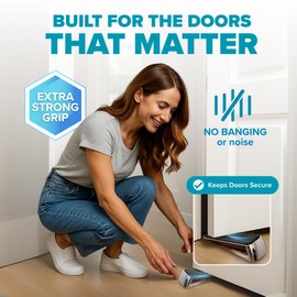 Strongest Home Heavy Duty Door Stopper Wedge (10 Chrome PCs) | Non-Slip Rubber and Metal Door Stop for Heavy Doors| Work on Wood, Tile, Carpet + 10 White Wall Protectors