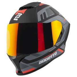 Bogotto Phantom Codex Fiberglass Helmet, Black/Grey/Red, XS