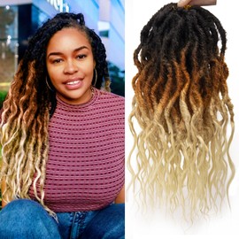 Faux Locs Crochet Hair 16 Inch Soft Locs 7Packs Boho Goddess Locs Crochet Hair with Curly Ends Pre-looped Crochet Locs for Black Women Dreadlock Synthetic Crochet Braids (0T30613, 16Inch(Pack of 7))