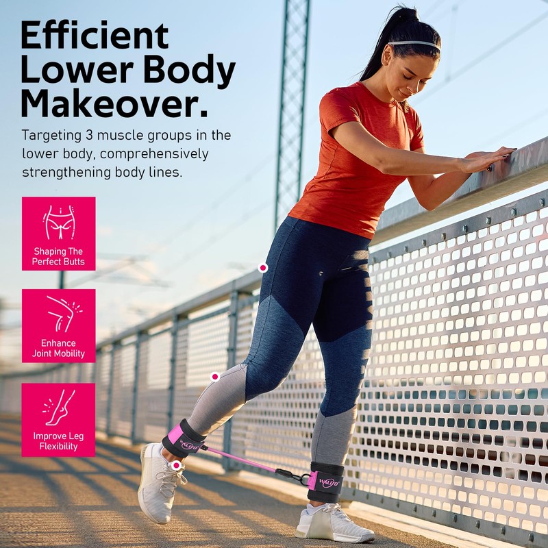 WALITO Ankle Resistance Bands with Cuffs, Ankle Bands for Working