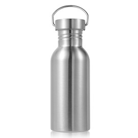 Volhoply 20oz Stainless Steel Single Walled Water Bottle with Handle, Dishwasher Safe No Plastic 18/8 304 Metal Water Bottles for Camping, Hikers, Cyclists, with Wide Mouth, Easy to Carry Water Flask