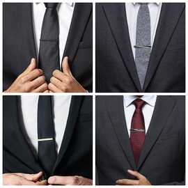 UJOY Tie Clips for Men, 8 Pcs Tie Bars Pinch Clip Set Silver Black 2.3 Inches Business Shirt Necktie Parts T0308019