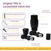 Black Straight Thermostatic Radiator Valves TRV Modern Radiator Valves 15mm