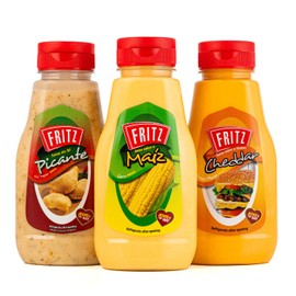 FRITZ Corn Sauce Hot Sauce Cheddar (240 g) Especially Ideal for your meals, Hot Dogs, Burgers, Sandwiches - Enhances Flavors and Adds a Spicy Kick (3 Pack)