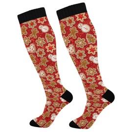 Wusikd Christmas Gingerbread Man Compression Socks for Women and Men Circulation Snowflakes Long Socks for Athletic Running 1