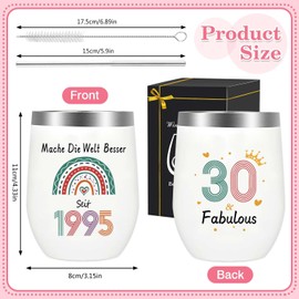 Gifts for 30th Birthday Women, 1995 Birthday Wine Tumbler Stainless Steel, Birthday Gift for 40 Year Old Woman, Best Gifts for Mom, Sister, Her, Best Friend (1995-30)