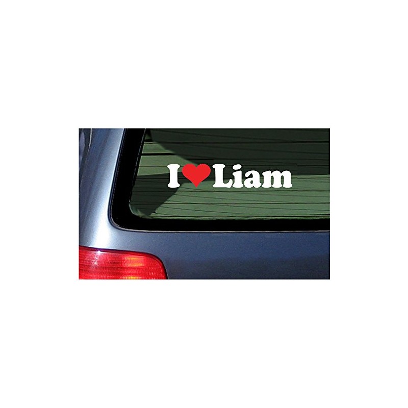 I Love Liam Vinyl Decal - White with a red