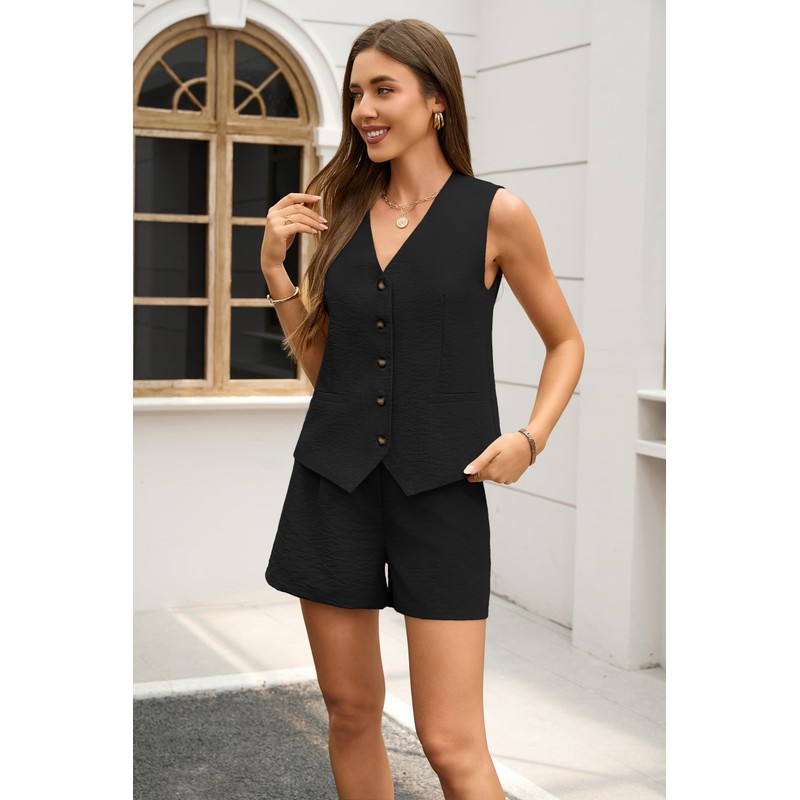 Women's Summer 2 Piece Sets Casual Outfits Sleeveless Matching Set