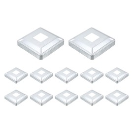 uxcell 12Pcs Post Base Cover, 6"x6" (Internal Size 2"x2") Metal Integral Style Post Skirt, Porch Column Wrap for Post Fence Deck Cable Railing Baluster Stair Rails, Silver