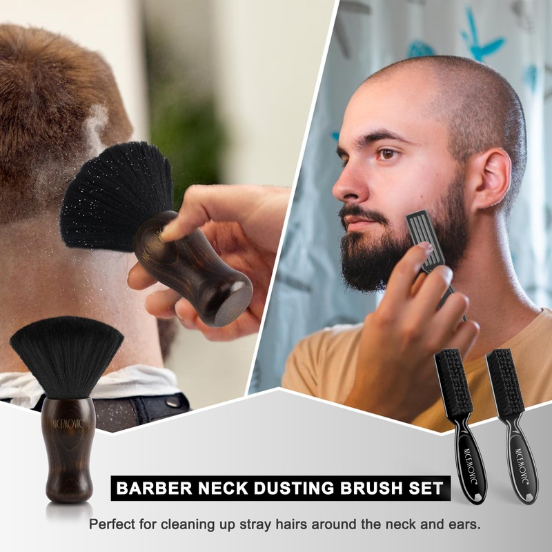 NICEMOVIC 3 IN 1 Barber Neck Duster Brush Set, Professional